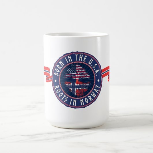 "In den USA geboren · Wurzeln in Norwegen" in Blau Kaffeetasse (Mittel)