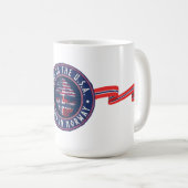 "In den USA geboren · Wurzeln in Norwegen" in Blau Kaffeetasse (VorderseiteRechts)