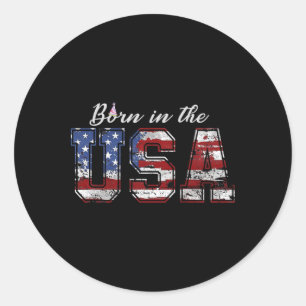 In Den USA Geborenes T-Shirt US-Flagge 4. Juli Geb Runder Aufkleber