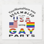 In den USA mit Gay Parts Personalisiert zusammenge Bierflaschenetikett (Einzelnes Label)