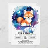 In den Wald Fox Geburtstag Einladung (Vorne/Hinten)