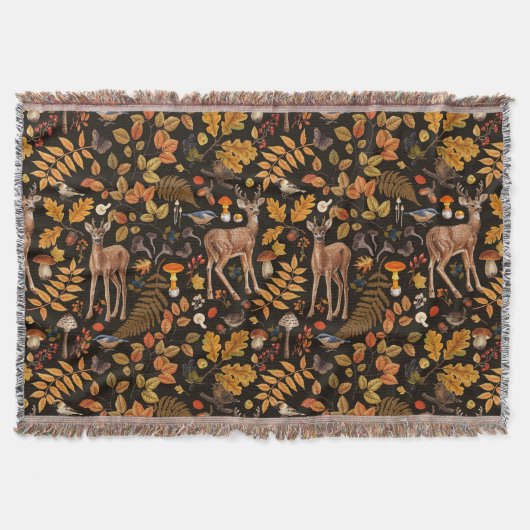 In den Wald/Herbst Hirsche auf schwarz Decke (Vorderseite)