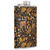 In den Wald/Herbst Hirsche auf schwarz Flachmann (Rechts)