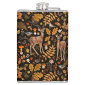 In den Wald/Herbst Hirsche auf schwarz Flachmann (Rückseite)