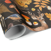 In den Wald/Herbst Hirsche auf schwarz Geschenkpapier (Rolleneckpunkt)