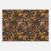 In den Wald/Herbst Hirsche auf schwarz Geschenkpapier Set (Vorderseite 2)