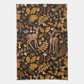 In den Wald/Herbst Hirsche auf schwarz Geschirrtuch (Vertikal)