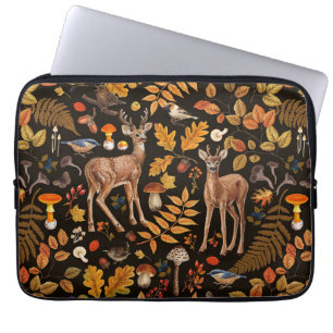 In den Wald/Herbst Hirsche auf schwarz Laptopschutzhülle