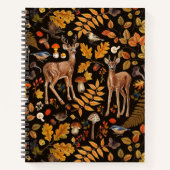 In den Wald/Herbst Hirsche auf schwarz Notizblock (Vorderseite)