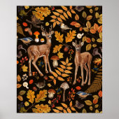 In den Wald/Herbst Hirsche auf schwarz Poster (Vorne)