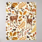 In den Wald/Herbst Hirsche auf schwarz Poster (Vorne)