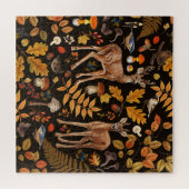 In den Wald/Herbst Hirsche auf schwarz Puzzle (Horizontal)