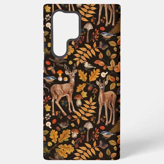 In den Wald/Herbst Hirsche auf schwarz Samsung Galaxy Hülle (Rückseite)