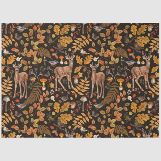 In den Wald/Herbst Hirsche auf schwarz Seidenpapier (Vorderseite)