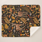 In den Wald/Herbst Hirsche auf schwarz Sherpadecke (Vorderseite (Horizontal))