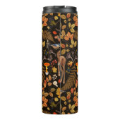 In den Wald/Herbst Hirsche auf schwarz Thermosbecher (Rückseite)