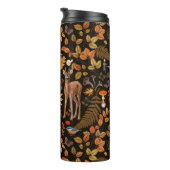 In den Wald/Herbst Hirsche auf schwarz Thermosbecher (Nach rechts gedreht)