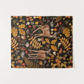 In den Wald/Herbst Hirsche auf schwarz Wandteppich (Vorderseite (Horizontal))