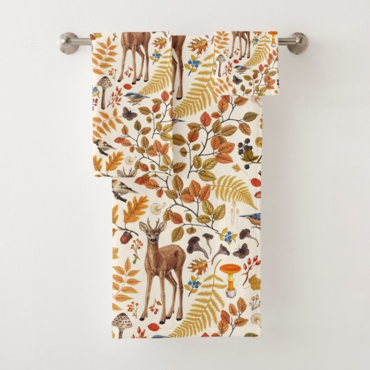 In den Wald/Herbst Hirsche auf weiß Badhandtuch Set (Insitu)