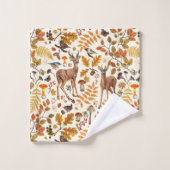 In den Wald/Herbst Hirsche auf weiß Badhandtuch Set (Waschlappen)