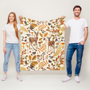 In den Wald/Herbst Hirsche auf weiß Fleecedecke