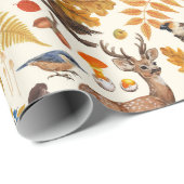 In den Wald/Herbst Hirsche auf weiß Geschenkpapier (Rolleneckpunkt)