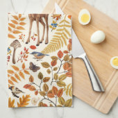 In den Wald/Herbst Hirsche auf weiß Geschirrtuch (Viertel Falte)