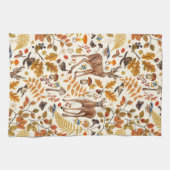 In den Wald/Herbst Hirsche auf weiß Geschirrtuch (Horizontal)