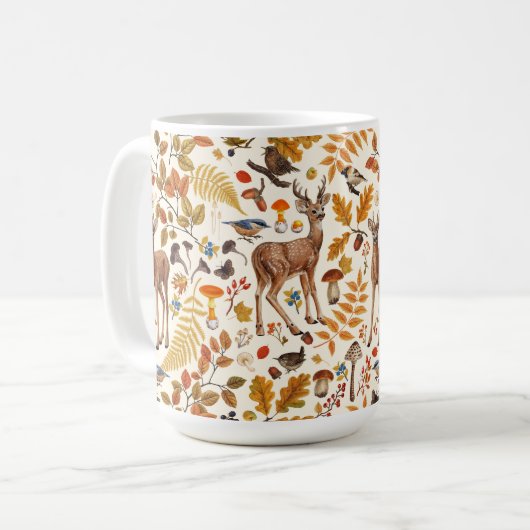 In den Wald/Herbst Hirsche auf weiß Kaffeetasse (Vorderseite Links)