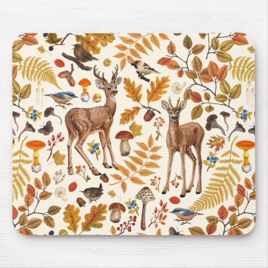 In den Wald/Herbst Hirsche auf weiß Mousepad (Vorne)