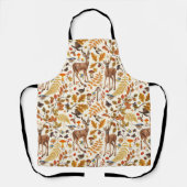 In den Wald/Herbst Hirsche auf weiß Schürze (Vorderseite)