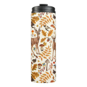 In den Wald/Herbst Hirsche auf weiß Thermosbecher