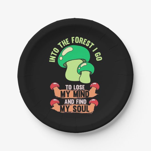 In den Wald Pilzjäger gehen Pappteller (Vorderseite)