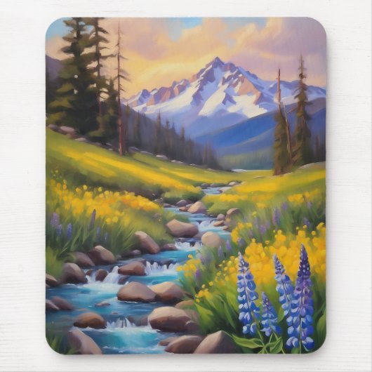 In den Wildblumen der Berge schmilzt Schnee. Mousepad (Vorne)