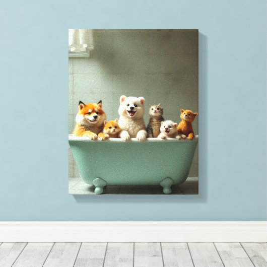 In der Badewanne lebende Tiere Leinwanddruck (Insitu (Holzboden))