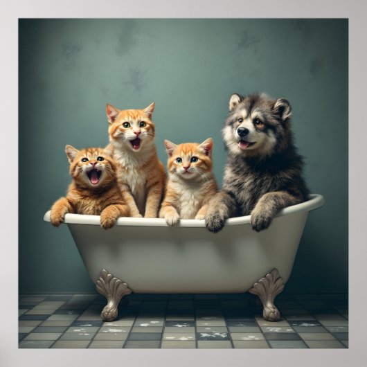 In der Badewanne lebende Tiere Poster (Vorne)