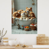 In der Badewanne lebende Tiere Poster (Küche)