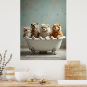 In der Badewanne lebende Tiere Poster (Küche)