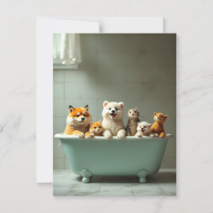 In der Badewanne lebende Tiere Postkarte