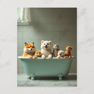 In der Badewanne lebende Tiere Postkarte
