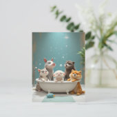 In der Badewanne lebende Tiere Postkarte (Stehend Vorderseite)