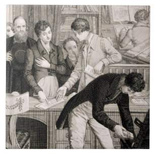 In der Bank c.1800 (Stich) Fliese