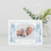 In der Baumkrone Top Birth Announcement Blue Ankündigung (Stehend Vorderseite)