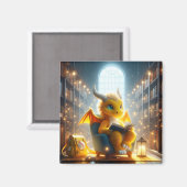 In der Bibliothek - Gelbes Drachenmagazin Magnet (Vorderseite/Rückseite)