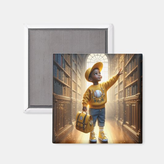 In der Bibliothek - Gelbes Magnet (Vorderseite/Rückseite)