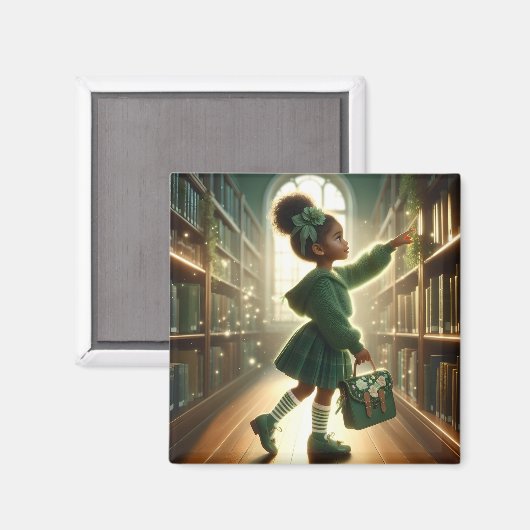 In der Bibliothek - Green Magnet (Vorderseite/Rückseite)