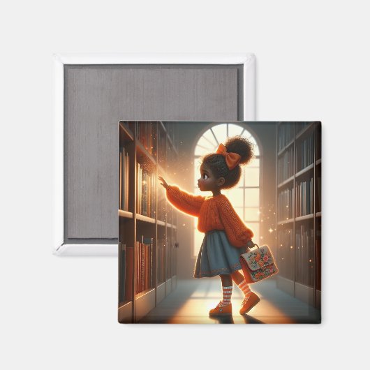 In der Bibliothek - Orange Magnet (Vorderseite/Rückseite)