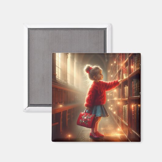 In der Bibliothek - Rotes Magnet (Vorderseite/Rückseite)