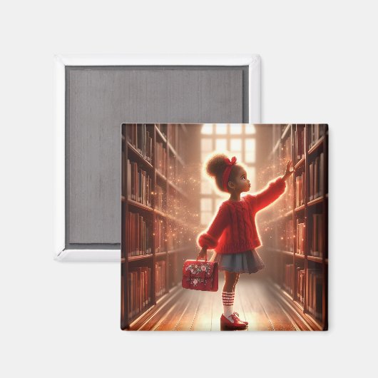 In der Bibliothek - Rotes Magnet (Vorderseite/Rückseite)