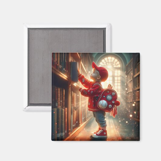 In der Bibliothek - Rotes Magnet (Vorderseite/Rückseite)